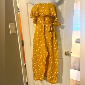 Yellow polka-dot Wrap Dress